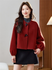 2025年冬季现货羊毛大衣新款经典复古短款双面呢外套，女装双面呢大衣，臻衣坊