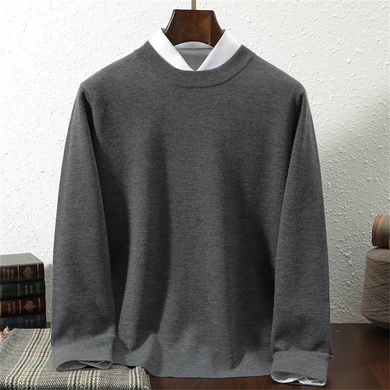 2025年秋季时尚百搭四平圆领，男装羊绒套衫，暖思纯羊绒