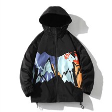 7XL-M连帽夹克外套男2023秋装新款潮印花加肥加大码胖子风衣控88图片