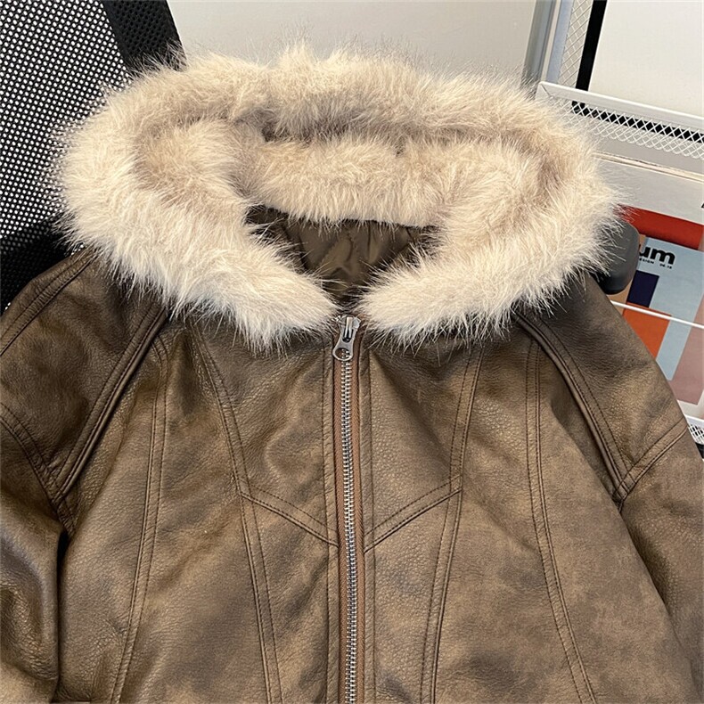 美式高街解构毛领连帽棉服男女cleanfit宽松潮流棉衣M0276-P140,男装棉衣,星座308B-1