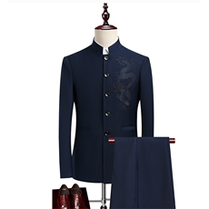 JS8609-XK-DP178中山装套装中华立领龙纹刺绣表演出中式结婚礼服，男装西服套装，星座510A-2