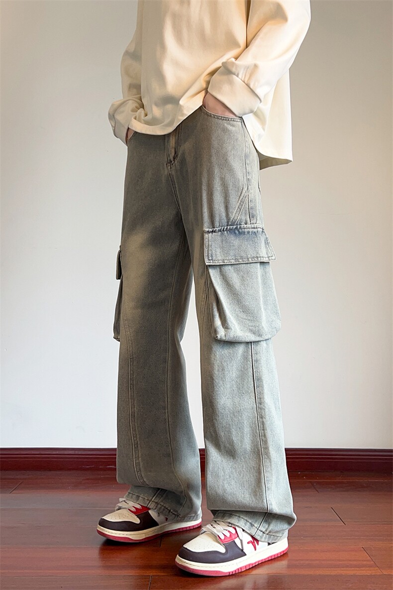 A2188TP55控88-美式微喇工装牛仔裤男春季高街复古水洗裤子,男装牛仔裤,电商B241