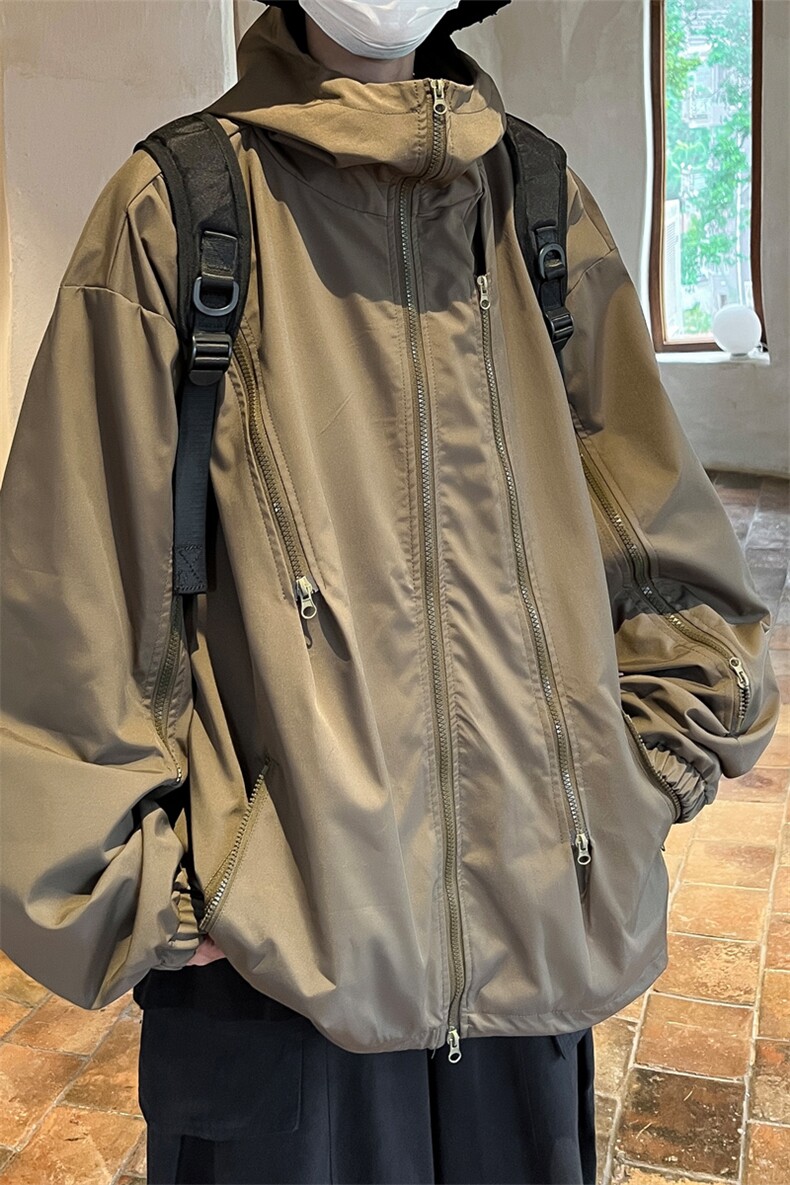 机能风棉服男冬季慵懒风设计感潮牌宽松大码棉衣春秋国潮连帽外套,男装夹克,电商B371