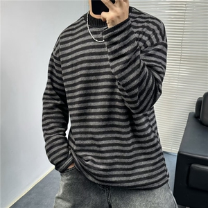 条纹休闲毛衣男女同款秋新款线衫长袖针织衫高级感上衣M7193-P48图片