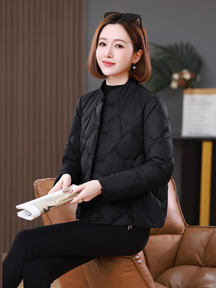 2025冬装新中式盘扣短款立领棉衣外套,女装棉衣/棉服,雪樱依海