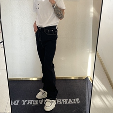<自拍图>美式复古飘带微喇叭裤男高街显瘦修身牛仔裤Y9147-P48，男装牛仔裤，星座1109-4