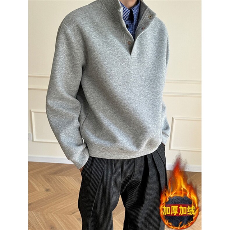 【004】加厚长袖polo衫男款宽松内搭翻领T恤卫衣A079-W2052-P59图片