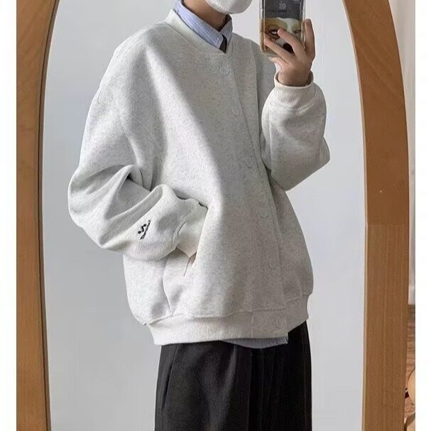 复古简约棒球服外套男生宽松百搭黑色休闲夹克秋冬上衣HHZ13P57,男装夹克,星座1013-5