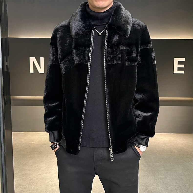 冬季男士时尚加厚仿皮草保暖爸爸装商务夹克外套ZX8931-P230,男装夹克,星座1105-3
