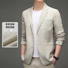高档时尚气质轻便西装春秋简约亚麻休闲男士休闲西服HM2539-P215，男装西服，星座1105-3