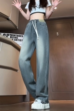 特批P40无差价夏秋衔接水洗阔腿牛仔裤男士中性皮标拖地长裤N9088，男装牛仔裤，电商A001-1