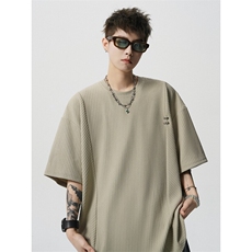 超大码金属标手工设计肌理感短袖T恤8XL-M垂感冰丝半袖DX1220/P38，男装T恤，电商B238