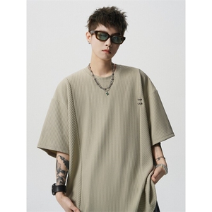 超大码金属标手工设计肌理感短袖T恤8XL-M垂感冰丝半袖DX1220/P38图片