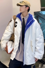 两面穿连帽加绒排扣棉衣男女双面棉服情侣棉袄外套3328-P80控118，男装棉衣，星座207