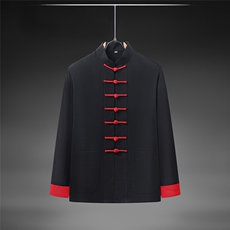 春秋季风纯棉纯色长袖立领唐装中式汉服DF890-P58，男装民族服装，星座1206（原A206）