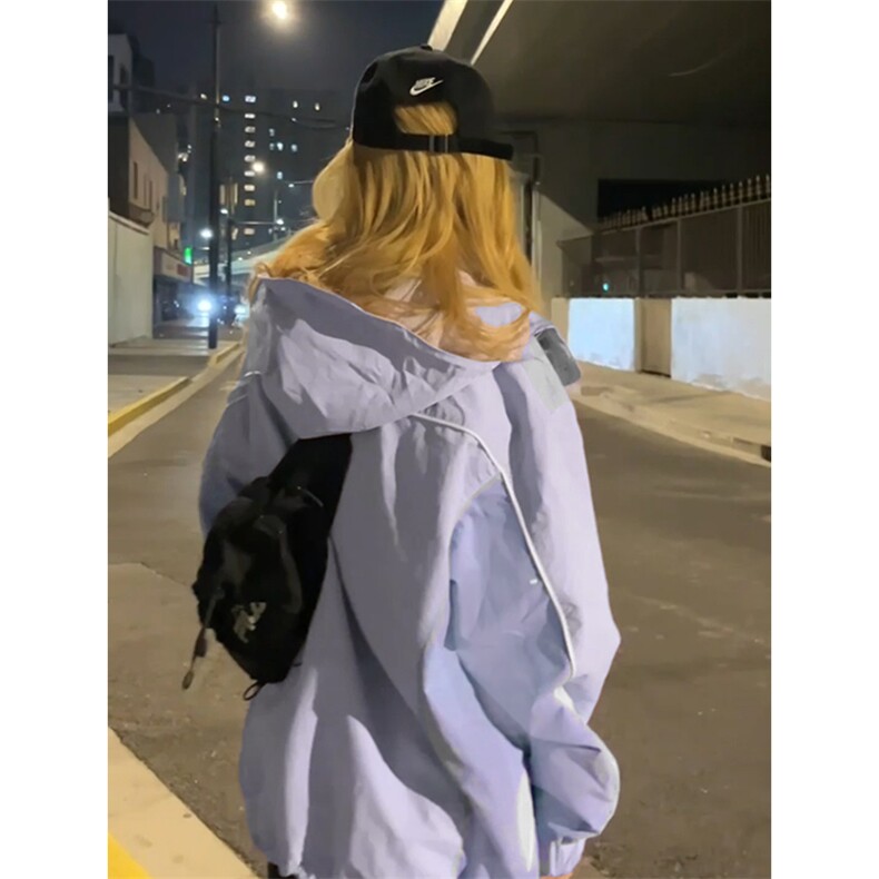 C2338-TP105控价158休闲拼色冲锋衣女款春季新品宽松薄款外套,男装夹克,电商A102-1