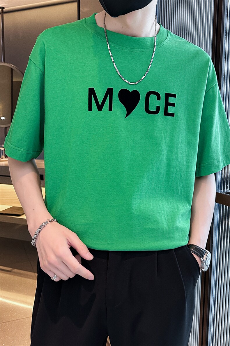 2025夏季新款男装T恤潮短袖社会小伙上衣字母印花A236-22821-P48,男装T恤,电商A236