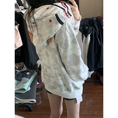 迷彩鲨鱼老虎头双帽卫衣男冬季开衫拉链连帽外套上衣W32，男装卫衣，星座1116A（原606A-3）