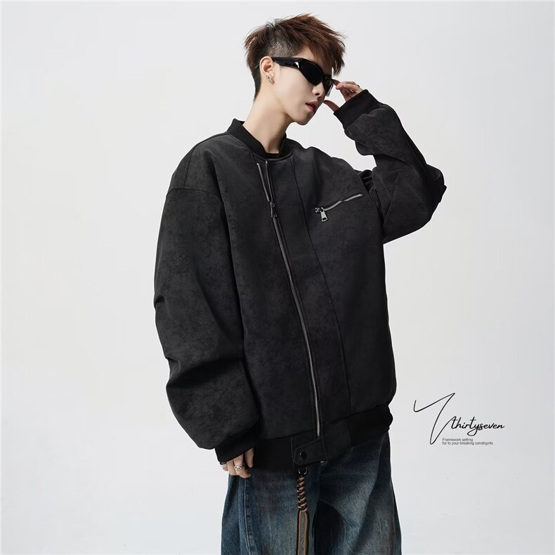 2026美式复古机车皮衣高级感外套痞帅街头飞行夹克Y1037-P89网图，男装夹克，电商B245