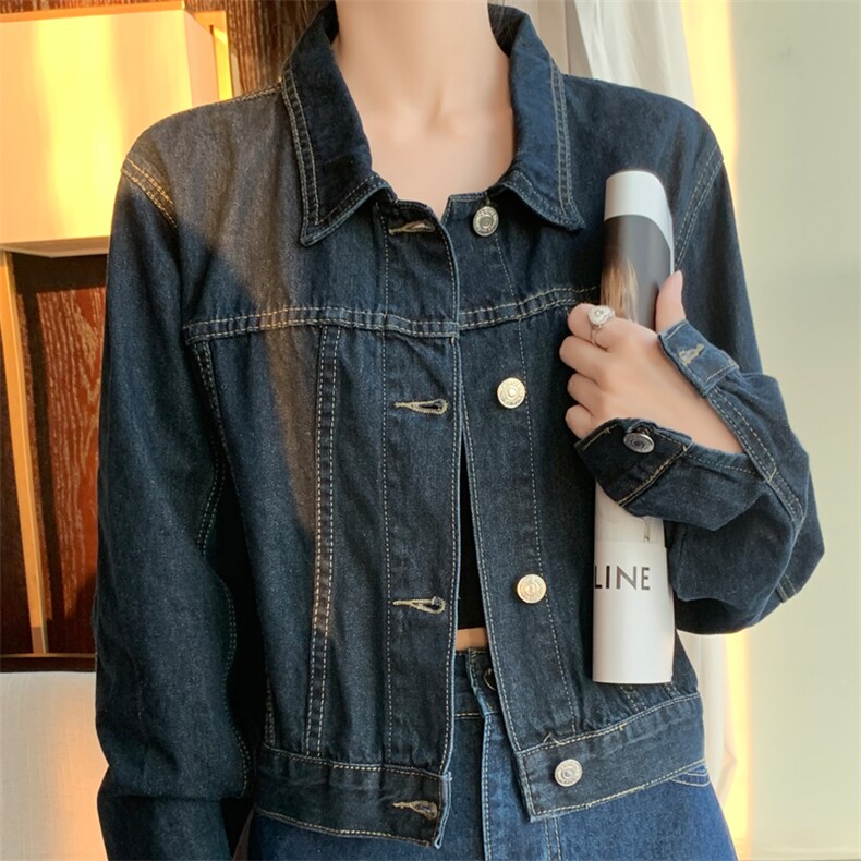 时尚百搭气质休闲牛仔外套女新款韩版宽松显瘦短款上衣春秋季外穿，女装牛仔外套，宛庄羊绒