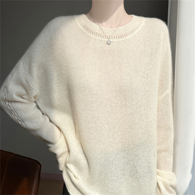 2025年秋季新款后背镂空针织女士上衣时尚休闲通勤百搭，女装羊绒衫，多娇羊绒