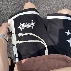 夏季潮撞色星星印花休闲潮牌跑步五分运动篮球复古短裤图片