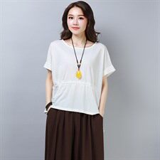 T恤圆领2021年夏季短袖中长款气质休闲时尚潮流拼接，女装T恤，雪樱依海