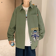 春季长袖衬衫男宽松港风衬衣男外套男CSCS285-P35，男装衬衫，电商B371