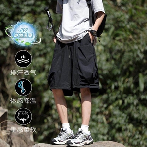 特批P28无差价夏季潮流多口袋工装冰感冰丝男宽松五分短裤DK5813图片