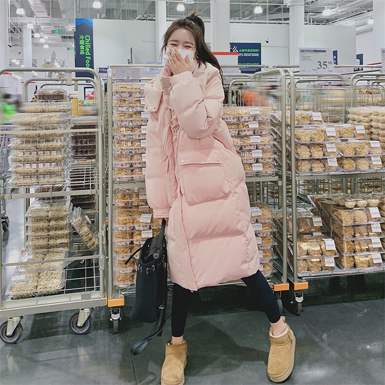 韩系高级小众中长款红色连帽羽绒服冬女2025超火好看加厚保暖外套,女装羽绒服,2C293