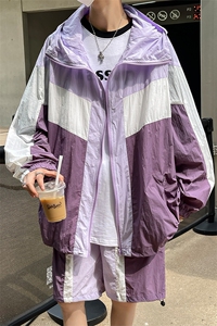 夏季连帽夹克衫防晒服套装 运动风时尚防晒衣男 XZ514-2-1612-P98图片