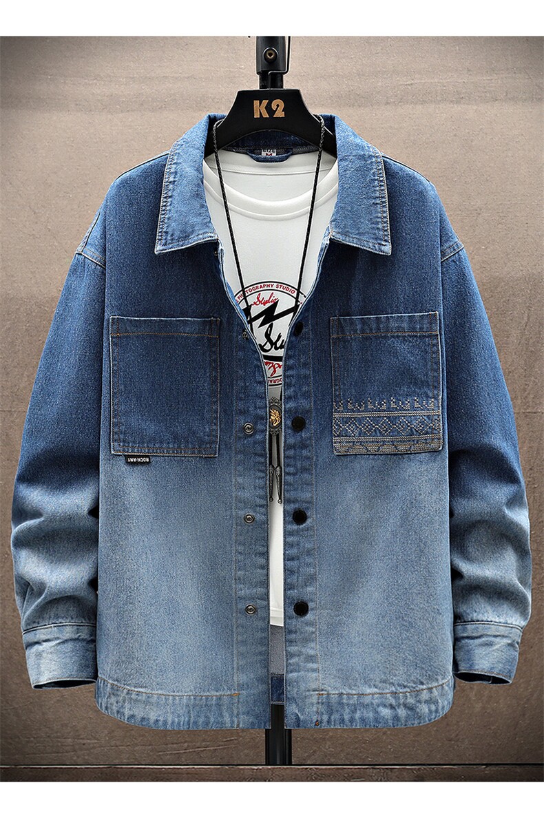 水洗刺绣牛仔夹克春季男士渐变色牛仔外套XZ310B-3-NZ1998--P75,男装工装外套,星座310B-3
