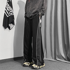 2024春夏季薄款垂感百搭裤子男美式高街带拼色休闲长裤K6331-P45，男装休闲裤，星座512-2