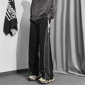 2024春夏季薄款垂感百搭裤子男美式高街带拼色休闲长裤 K6331-P45图片