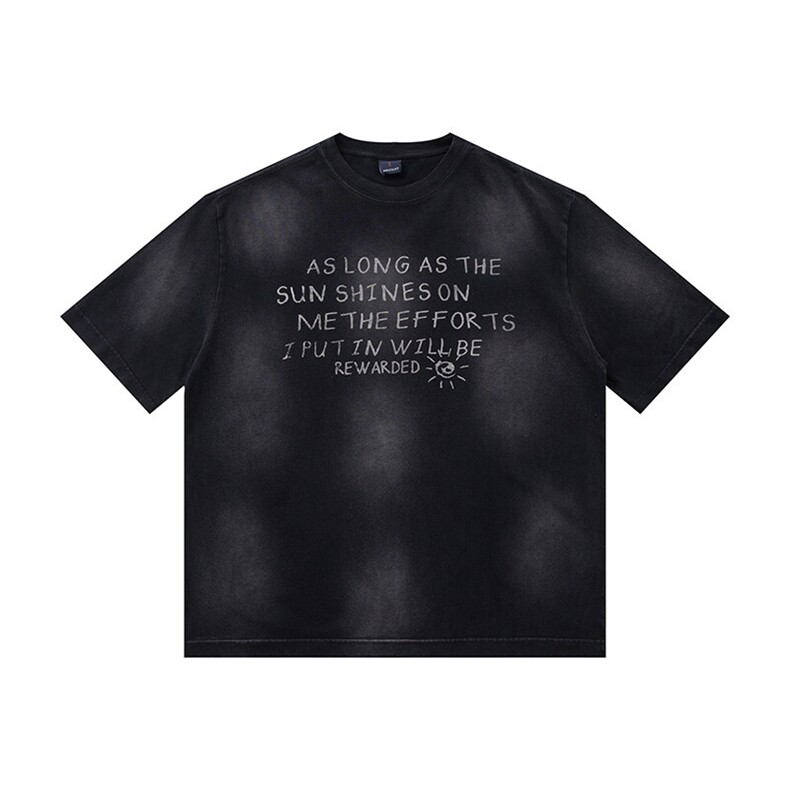 PL1257320克重磅洗水英文印花T恤，男装T恤，电商基地S002