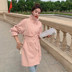 现货!2025春秋新款中长款粉色风衣外套2C037701P125K178，女装风衣，2C037