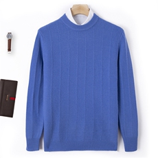 时尚男士秋季新款棋牌格圆领长袖羊毛衫经典百搭舒适保暖，男装羊毛衫，端硕羊绒