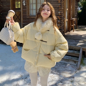 糖果色羽绒服外套+配真狐狸毛毛领一条，2B218-2567-P265,控378图片