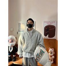 【有货】浅灰色圈圈纱立领拉链毛衣开衫外套MY9551特P75，男装针织衫/毛衣，星座908-1