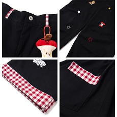 1506/QN13080/P66复古格子翻边趣味工装口袋裤男女夏季刺绣阔腿裤，男装工装外套，星座1506