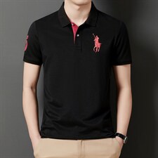 夏季新款男士翻领短袖t恤中年有领男装上衣服休闲POLO衫图片