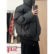 PU皮刺绣立领羽绒棉服外套高级感短款面包服NL02纯色P70刺绣P80，男装棉衣，电商D256-1(原A064-1)