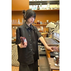 永生花领刺绣短袖衬衫男高级感痞帅cleanfi黑色衬衣夏季薄款外套，男装衬衫，星座601-1