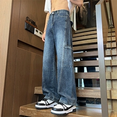2024夏季新款内景大码日系拼接牛仔裤M-5XGK24332-P60，男装牛仔裤，电商A022