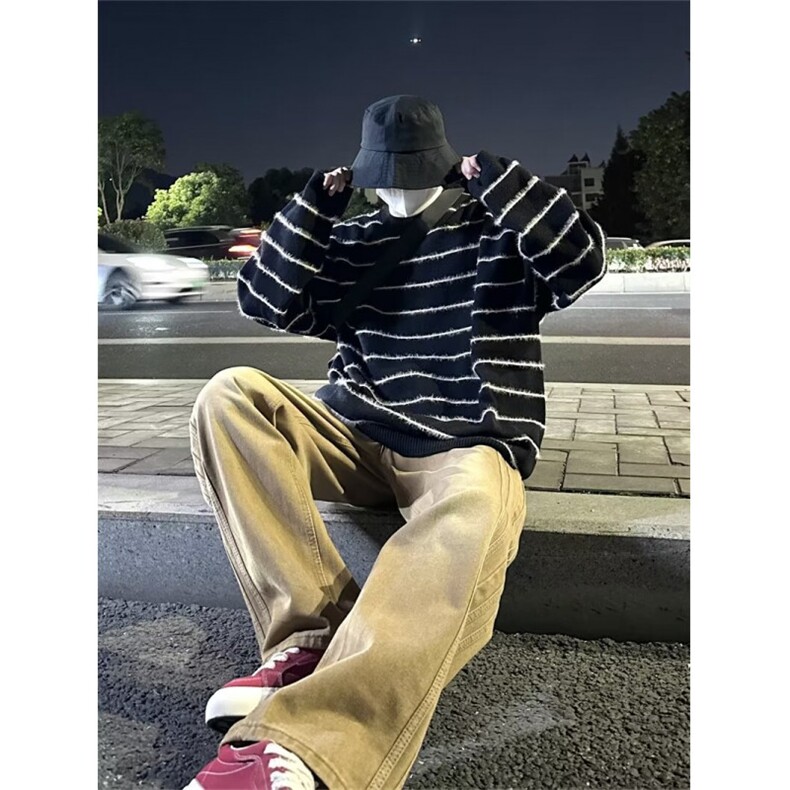 美式圆领毛衣男慵懒风休闲针织衫M8822P48,男装针织衫/毛衣,星座1116-2
