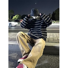 美式圆领毛衣男慵懒风休闲针织衫M8822P48，男装针织衫/毛衣，星座1116-2