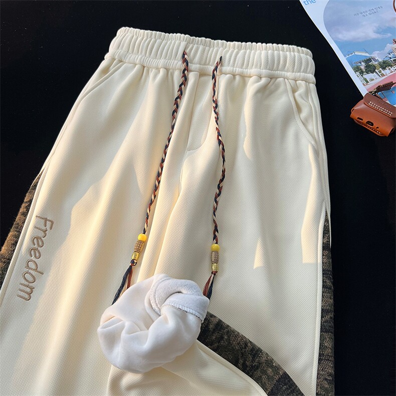 8XL-M民族拼接刺绣束脚卫裤男冬加绒加厚大码运动裤KZ024P45,男装休闲裤,电商B312