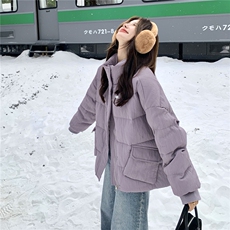 现货：冬季新款复古立领休闲面包羽绒服50绒2C135-8958P285K428，女装羽绒服，2C135