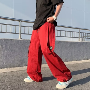 工装休闲裤纯棉季新款设计感小众裤子宽松直筒阔腿裤长裤K1066P40图片