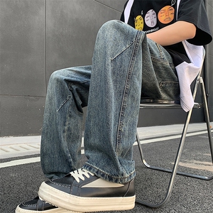 美式高街水洗阔腿休闲牛仔裤男长裤N0513-P45图片